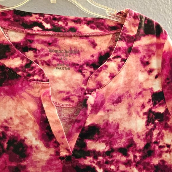 Woman Within Tie-Dyed Cotton Blend Tunic Size 2X 18/20 - Picture 2 of 4